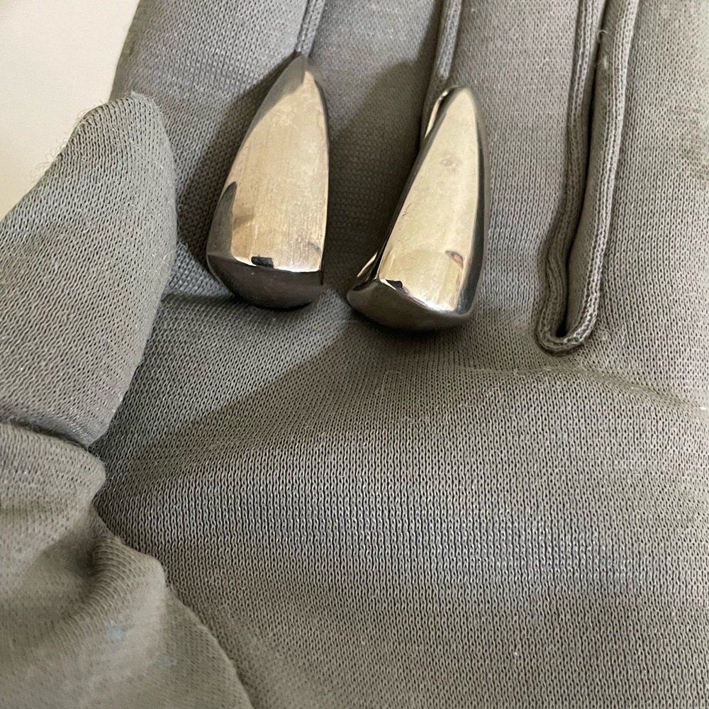 Vintage 90s Silver-tone Drop Modern Pierced Earrings - Picture 7 of 12